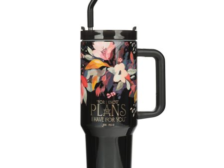 For I Know the Plans Large Stainless Steel Travel Mug with Handle and Straw Online now