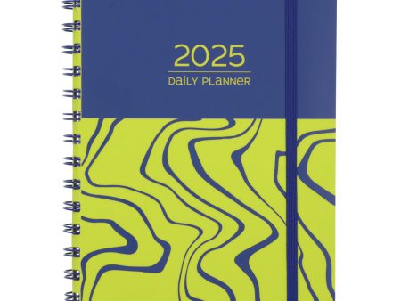 2025 A5 Diary - Daily Planner - Electric Marble - Imitation Leather Wirebound For Sale