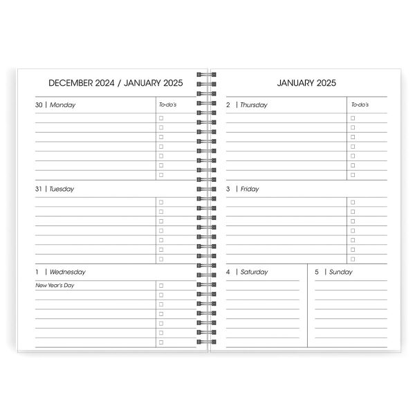 2025 A5 Diary - Daily Planner - Teal Rain - Imitation Leather Wirebound Online now