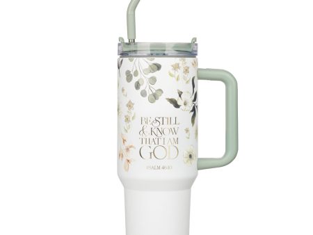 Be Still & Know That I Am God Large Stainless Steel Travel Mug with Handle and Straw Online