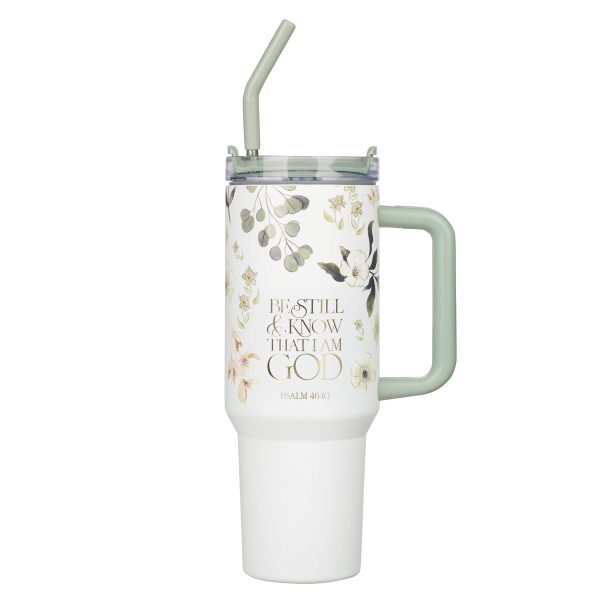 Be Still & Know That I Am God Large Stainless Steel Travel Mug with Handle and Straw Online