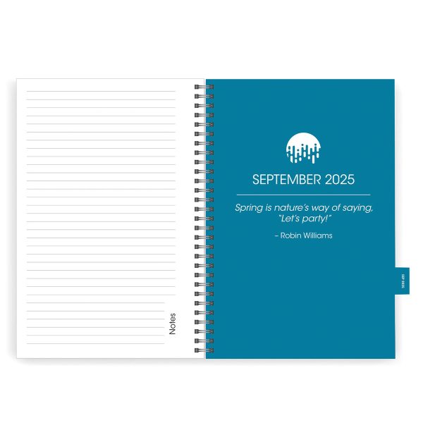 2025 A5 Diary - Daily Planner - Teal Rain - Imitation Leather Wirebound Online now