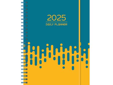 2025 A5 Diary - Daily Planner - Teal Rain - Imitation Leather Wirebound Online now