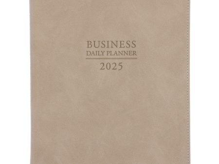 2025 Business Diary - Daily Planner Taupe - Imitation Leather Online Sale