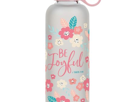 Be Joyful Frosted Glass Water Bottle For Sale