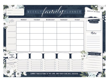 A3 Weekly Family Desk Planner - Commit your Actions to the Lord For Discount