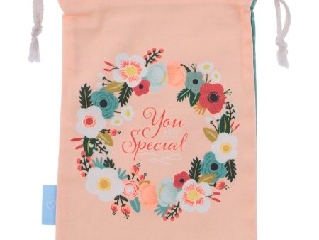 You Are Special Peach Small Cotton Drawstring Bag Online Sale