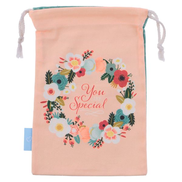 You Are Special Peach Small Cotton Drawstring Bag Online Sale