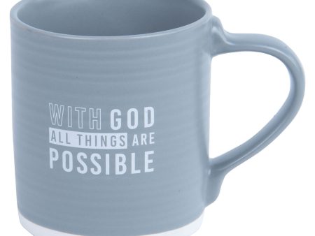 With God All Things Are Possible Grey Ceramic Mug - Matthew 19:26 Cheap