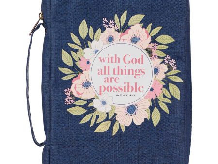 With God All Things Matt. 19:26 Blue (Poly-Canvas Bible Bag) For Sale