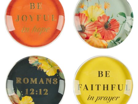 Be Joyful In Hope, Be Faithful In Prayer Glass Magnetic Set Of 4 - Romans 12:12 For Discount