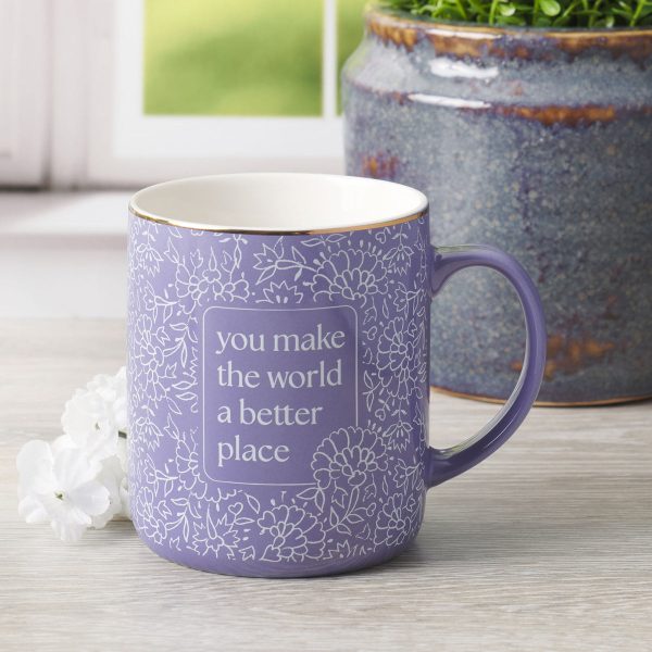 You Make the World a Better Place Purple Ceramic Mug For Sale