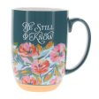 Be Still & Know Floral Teal Green Ceramic Mug Cheap