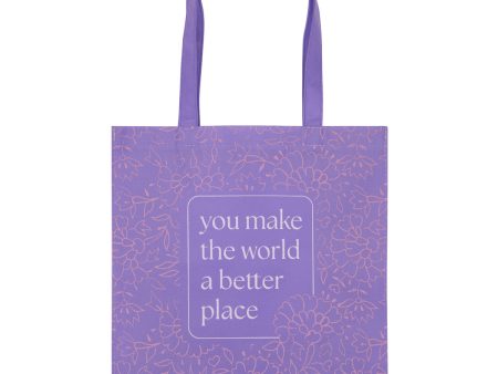 You Make the World a Better Place Purple Non-Woven Tote Bag Hot on Sale