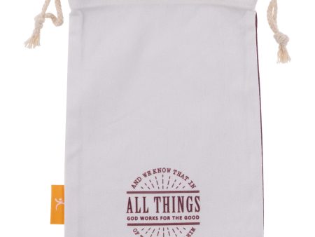 All Things God Works For The Good Small Cotton Drawstring Bag - Romans 8:28 Sale