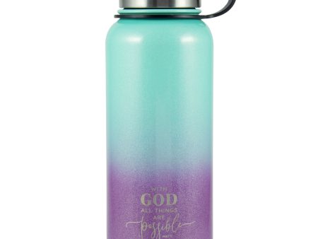 With God All Things Are Possible Stainless Steel Water Bottle - Matthew 19:26 For Cheap