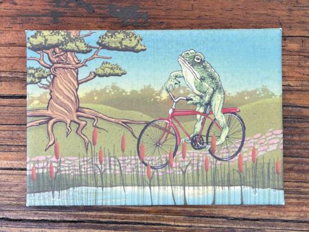 Frog On Bicycle Fridge Magnet Discount