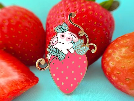 Strawberry Rabbit Enamel Pin For Discount