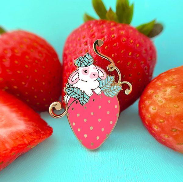 Strawberry Rabbit Enamel Pin For Discount