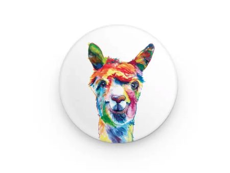 Rainbow Llama Pinback Button For Sale