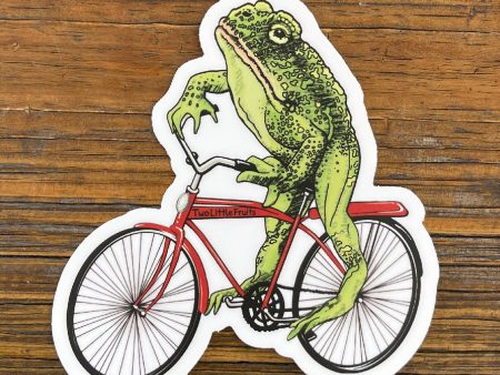 Frog on a Bike Sticker Discount