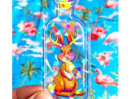 Jackalope In A  Bottle  Crystal Sticker on Sale