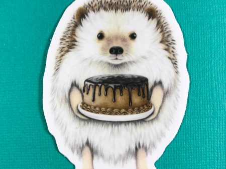 Hedgehog with Cake Sticker Discount