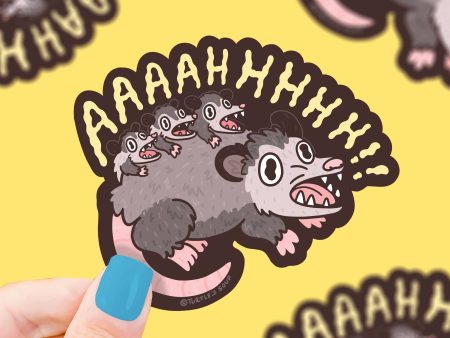 Ahh Crazy Possum & Babies Vinyl Sticker For Sale