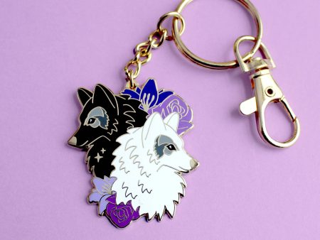 Black & White Wolves Key Chain For Discount