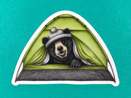 Camping Bear Sticker Cheap