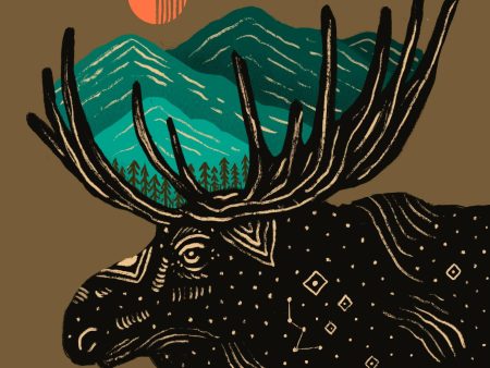 Midnight Moose Print (8x10) For Cheap