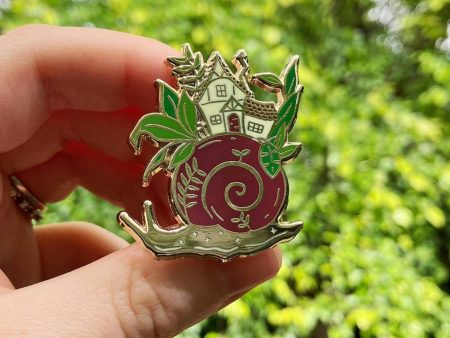 Snail with Fairy House Enamel Pin Fashion